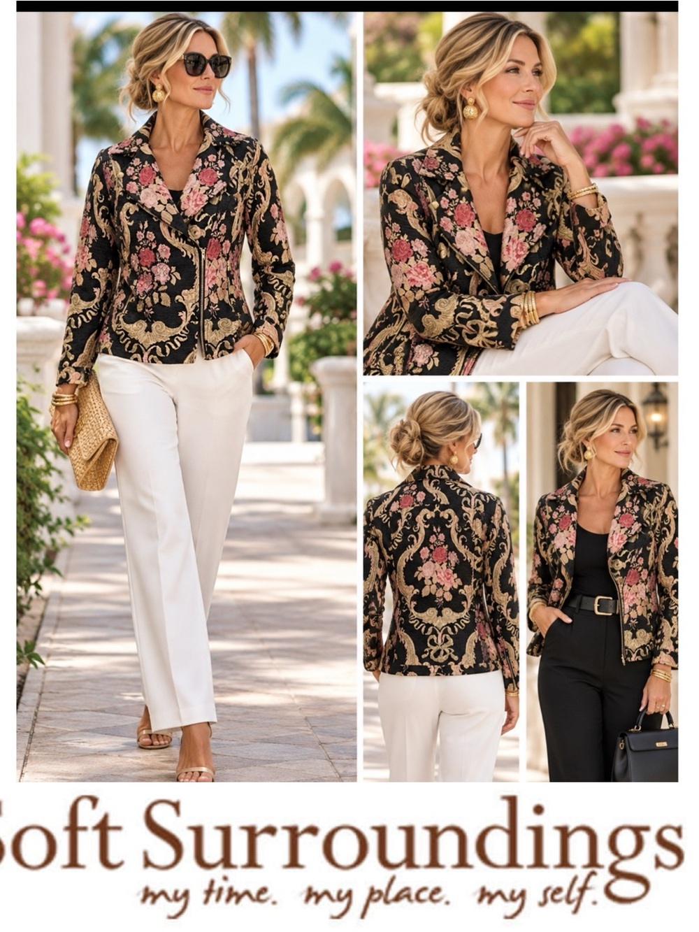 Soft Surroundings Antoinette Jacket Embroidered & Embellished Zip-front XS Boho